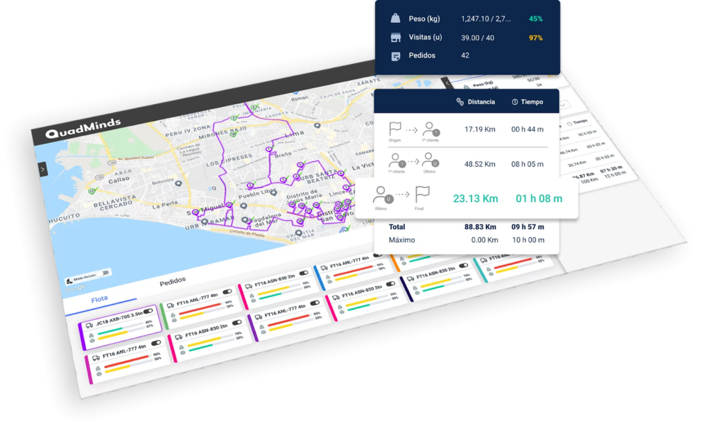 Mejorar una ruta de entrega: Google Maps vs QuadMinds